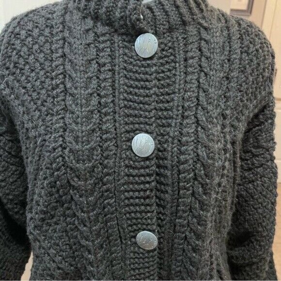 Chunky Knit Coatigan  with Pockets Handmade Cottagecore Grandmacore - Picture 3 of 16